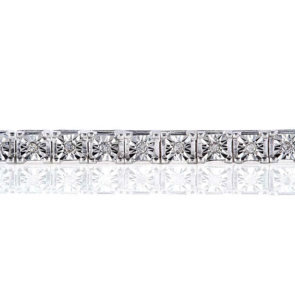 Annello by Kobelli Sterling Silver 1/2ct TDW Illusion Set Diamond Tennis Bracelet UK