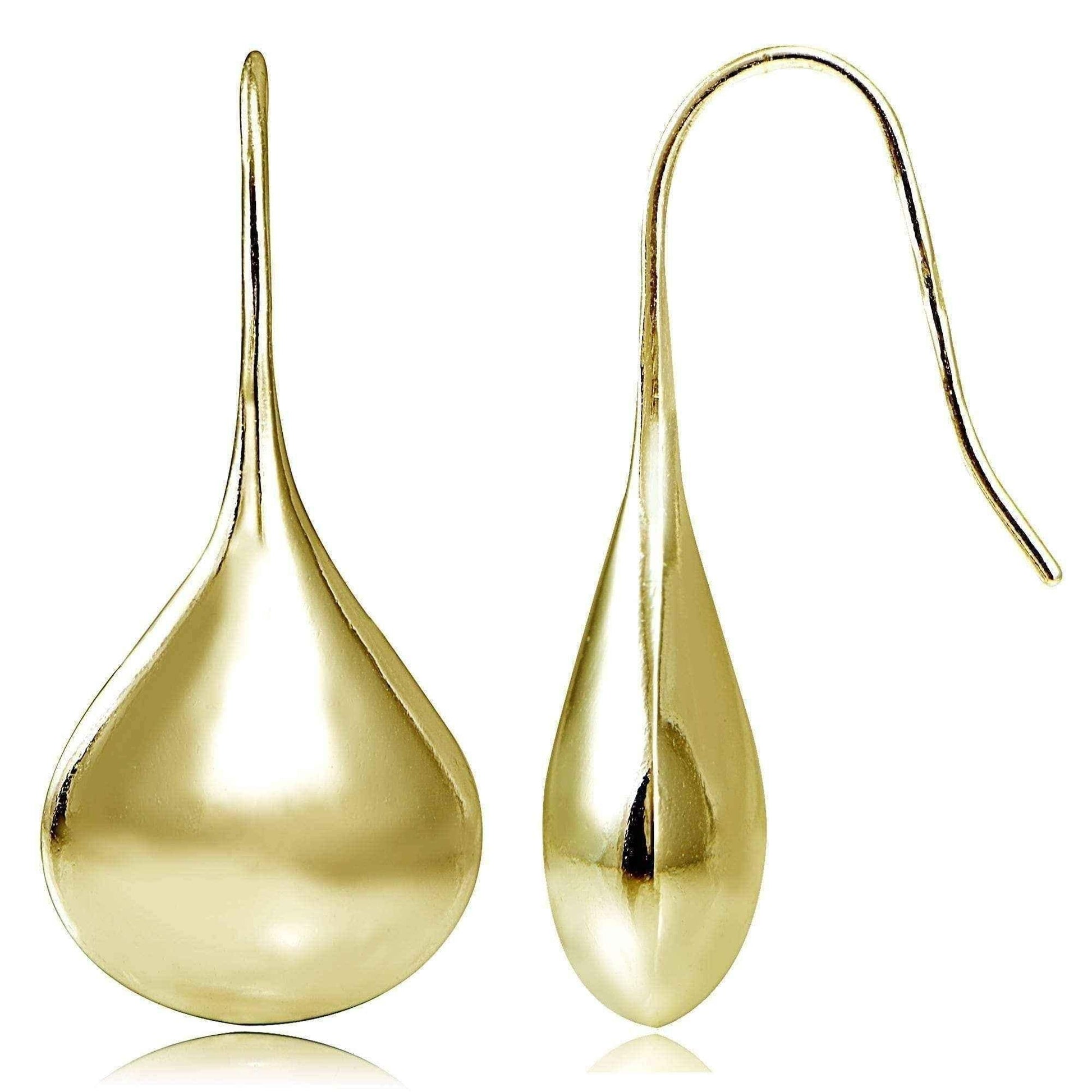 Anti-tarnish Sterling Silver Puffed Teardrop Earrings (30 mm x 13 mm) UK
