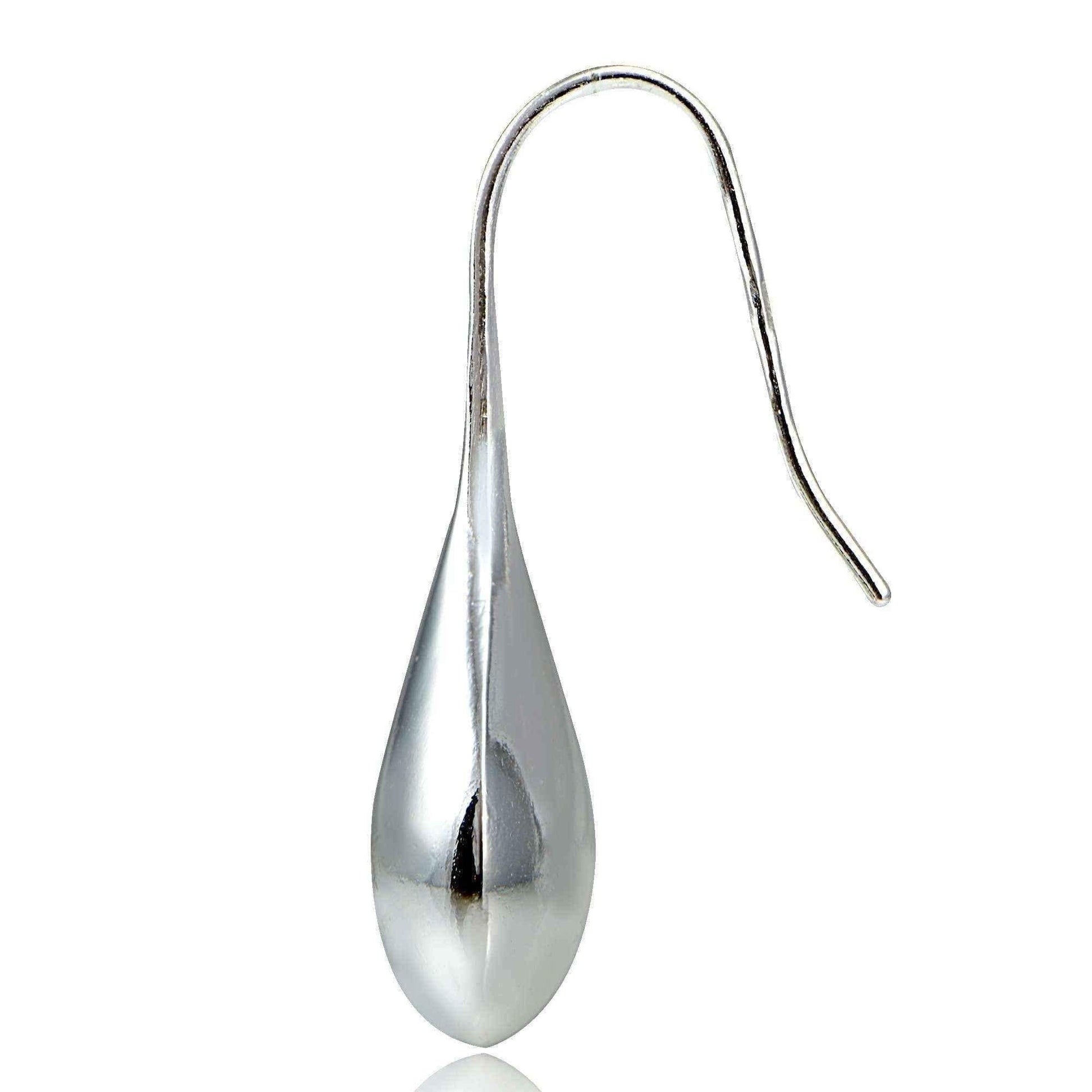 Anti-tarnish Sterling Silver Puffed Teardrop Earrings (30 mm x 13 mm) UK