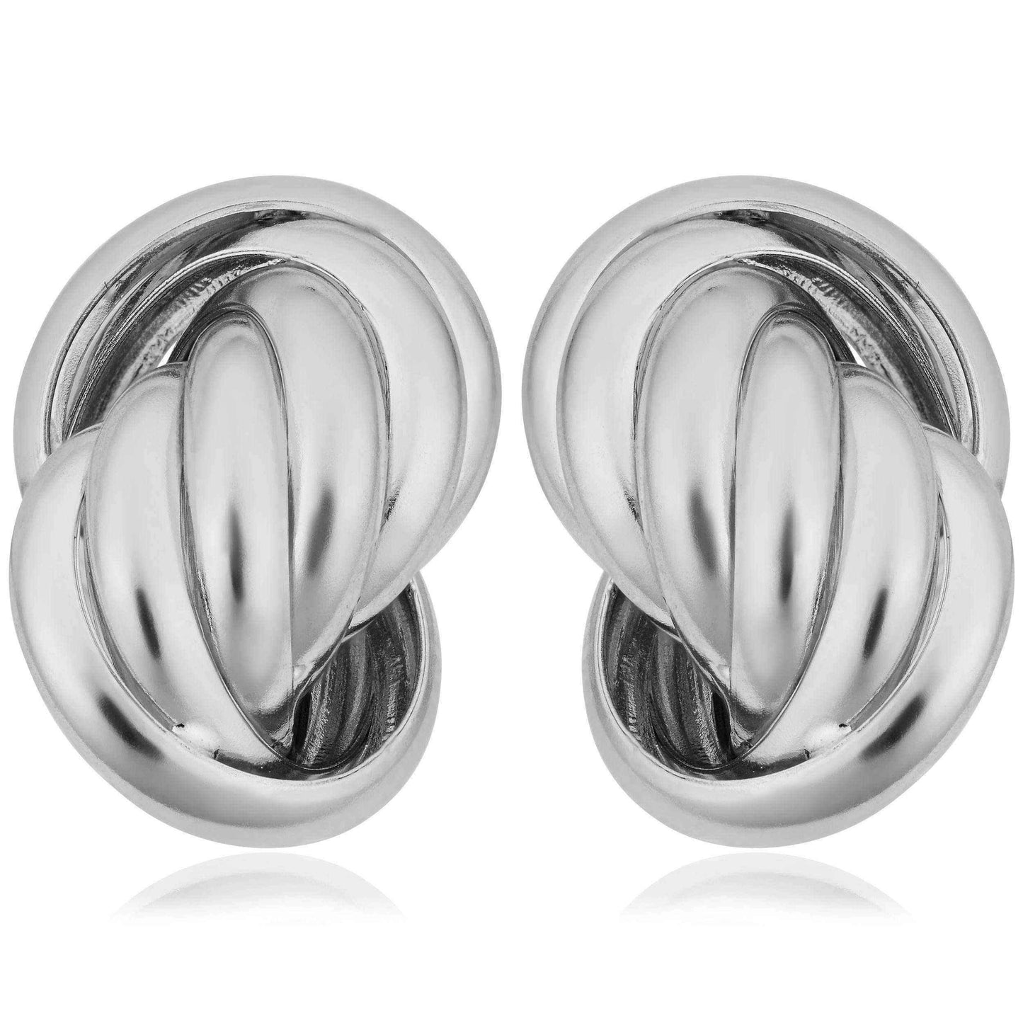 Argento Italia Rhodium Plated Sterling Silver Love Knot Earrings UK