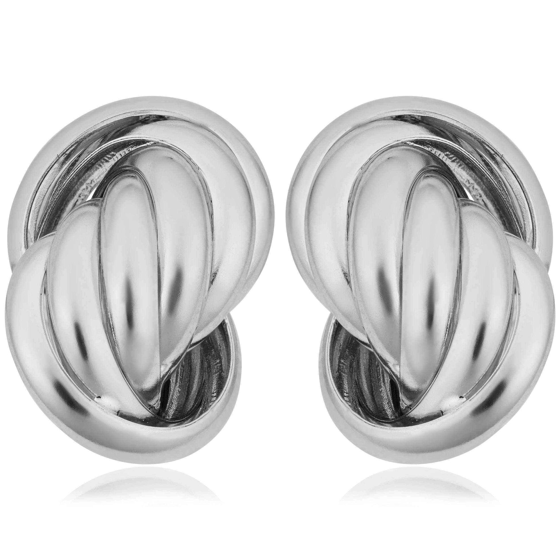 Argento Italia Rhodium Plated Sterling Silver Love Knot Earrings UK