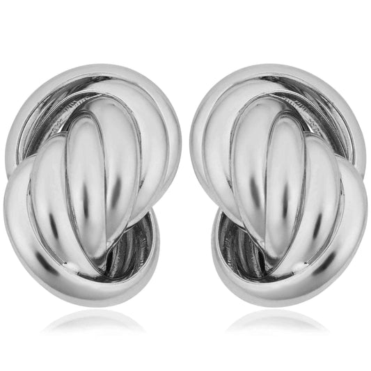 Argento Italia Rhodium Plated Sterling Silver Love Knot Earrings UK