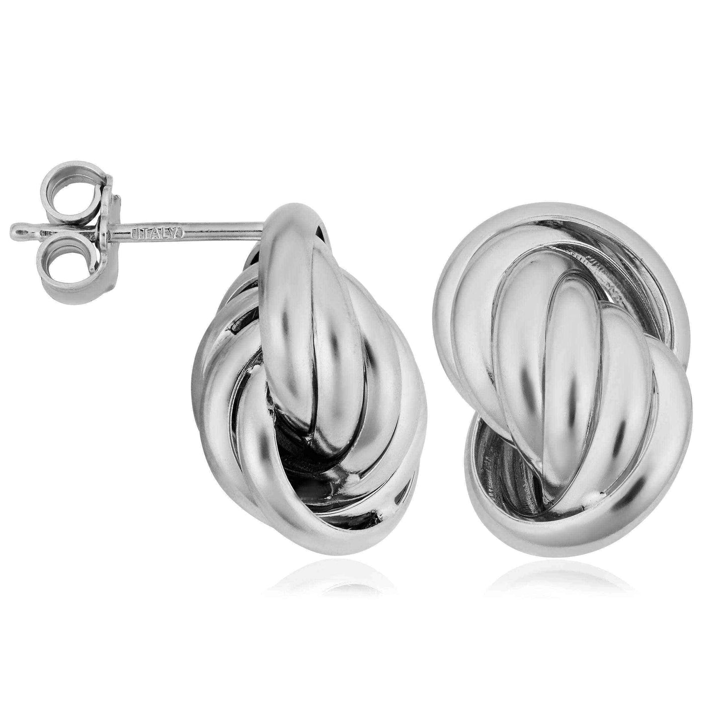 Argento Italia Rhodium Plated Sterling Silver Love Knot Earrings UK