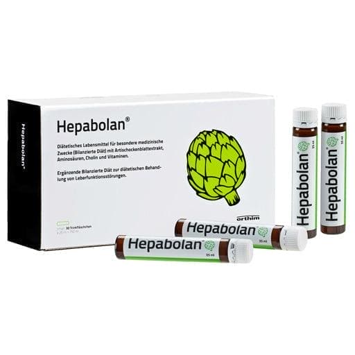 Artichoke, taurine, vitamins C, B1, B2, B6, HEPABOLAN A&T drinking ampoules UK