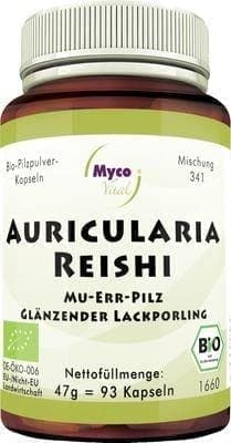 AURICULARIA REISHI mushroom powder capsules organic 93 pc UK