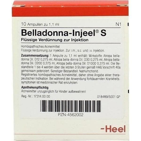 BELLADONNA INJEEL S ampoules, Atropa belladonna benefits UK