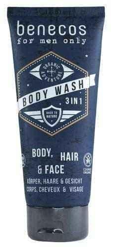 Benecos For Men Only 3in1 Natural refreshing gel for washing the body, face and hair 200ml UK