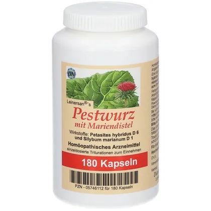 Butterbur with milk thistle capsules, butterbur migraine, petasites hybridus UK