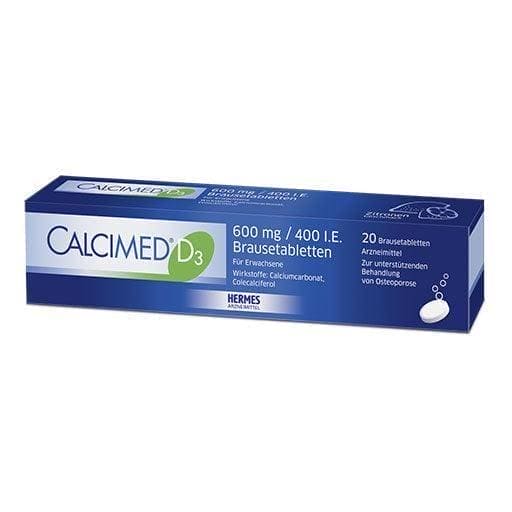Calcium carbonate, vitamin D3, CALCIMED D3 600 mg, 400 IU effervescent tablets UK