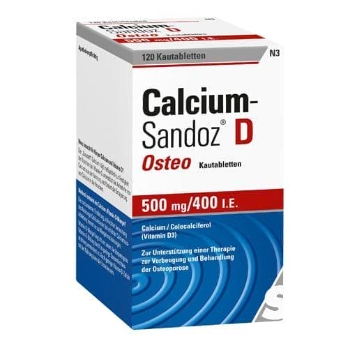 Calcium carbonate/colecalciferol, CALCIUM SANDOZ D Osteo chewable tablets UK