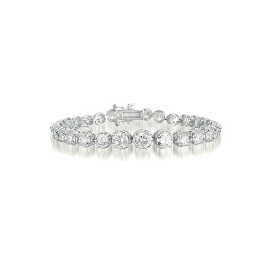 Collette Z Sterling Silver Cubic Zirconia Graduated Style Tennis Bracelet UK