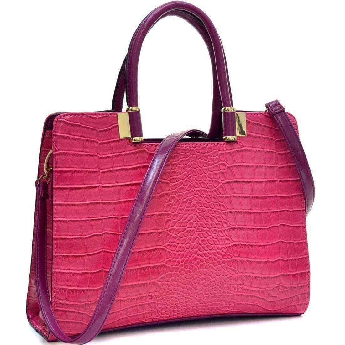 Crocodile shoulder bag | Fuchsia UK