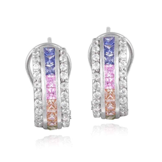 Cubic Zirconia Earrings - Sterling Silver Multi-colored UK