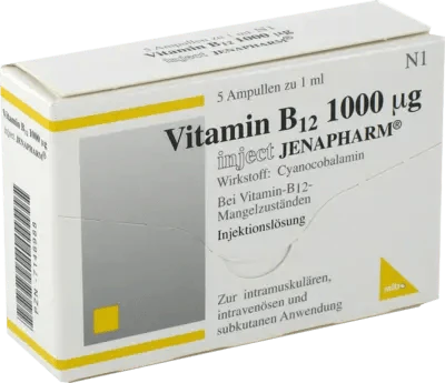 Cyanocobalamin, VITAMIN B12 1,000 µg Inject Jenapharm ampoules UK