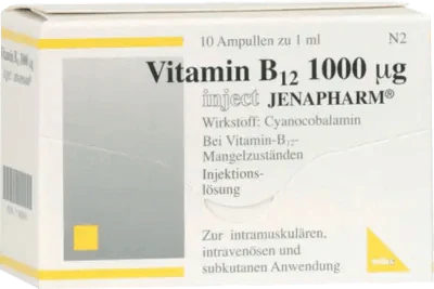Cyanocobalamin, VITAMIN B12 1,000 µg Inject Jenapharm ampoules UK