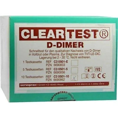 D DIMER test thrombosis or pulmonary embolism UK