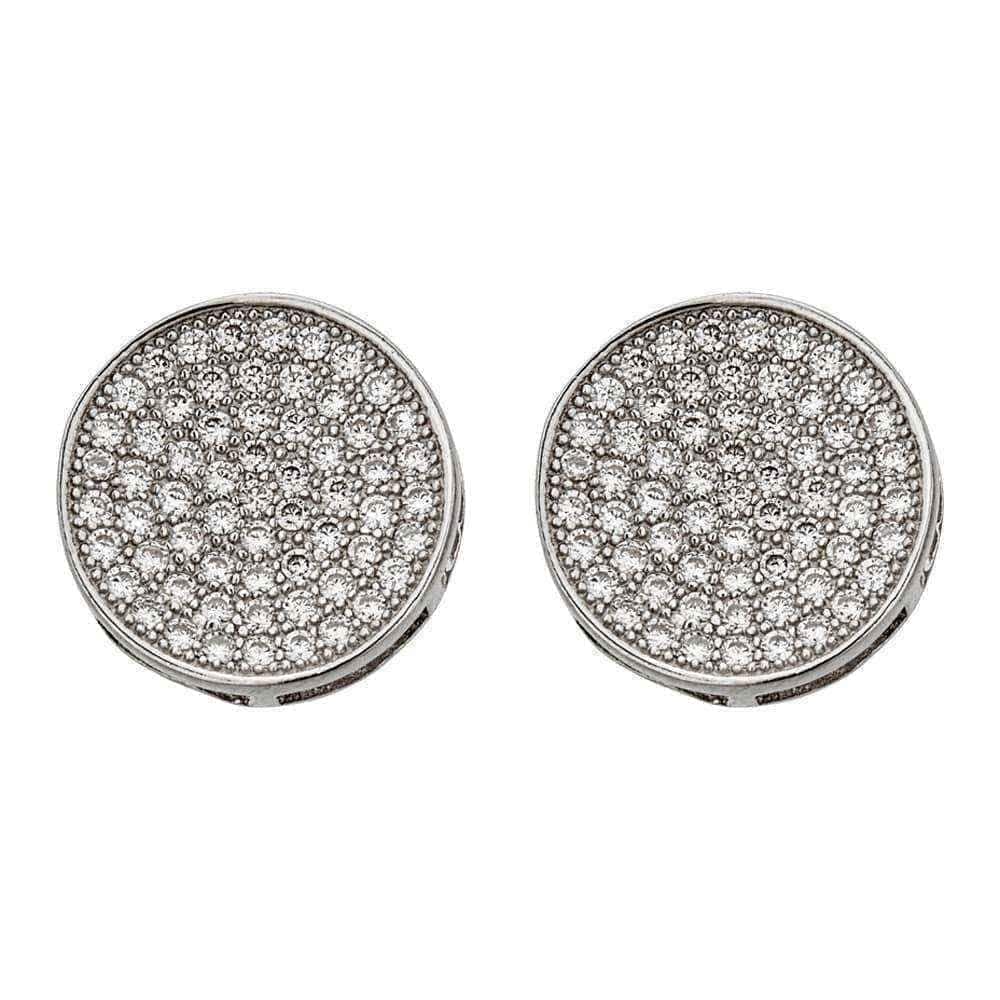 Decadence Sterling Silver Micropave Round Men's Stud Earrings UK