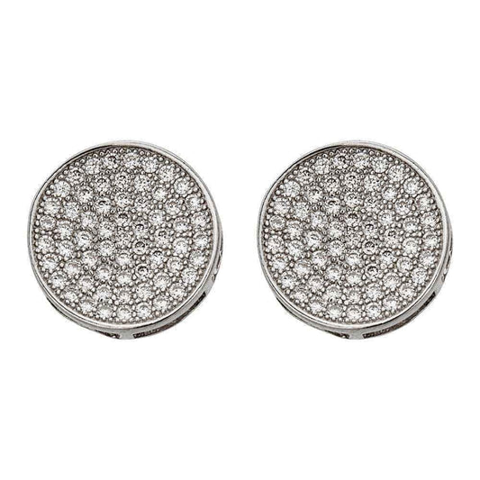 Decadence Sterling Silver Micropave Round Men's Stud Earrings UK