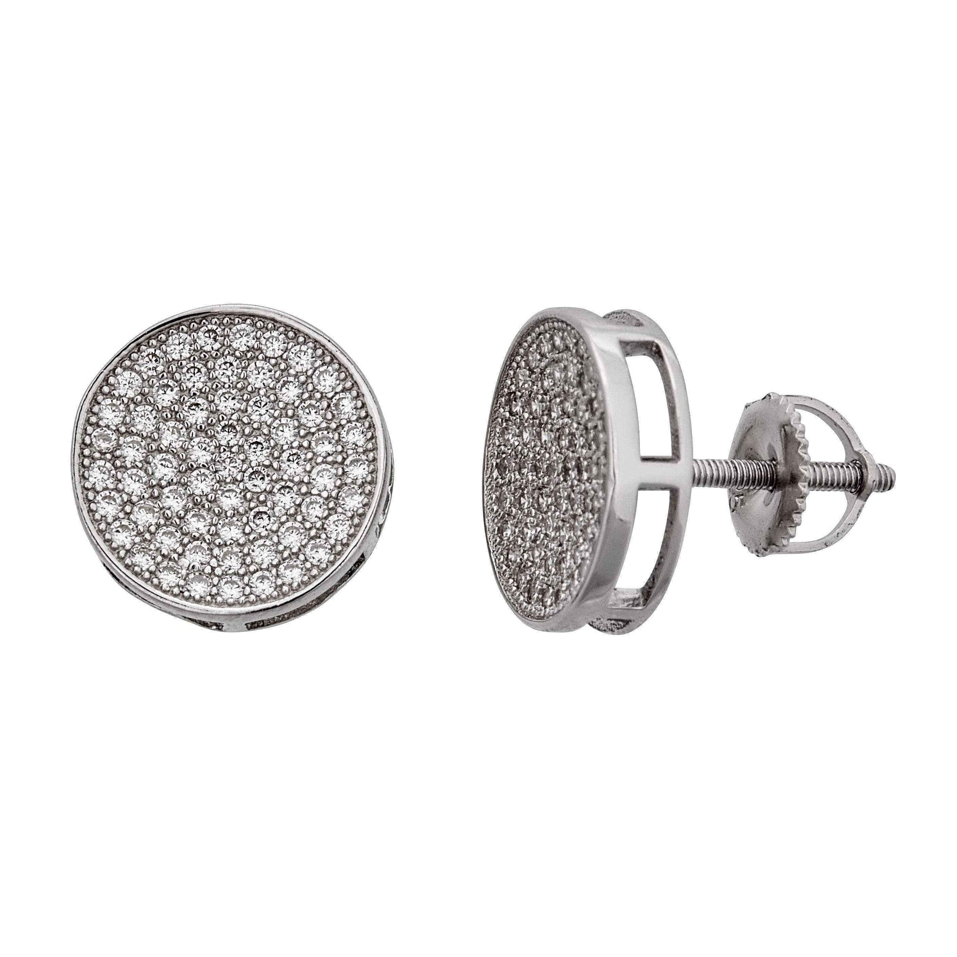 Decadence Sterling Silver Micropave Round Men's Stud Earrings UK
