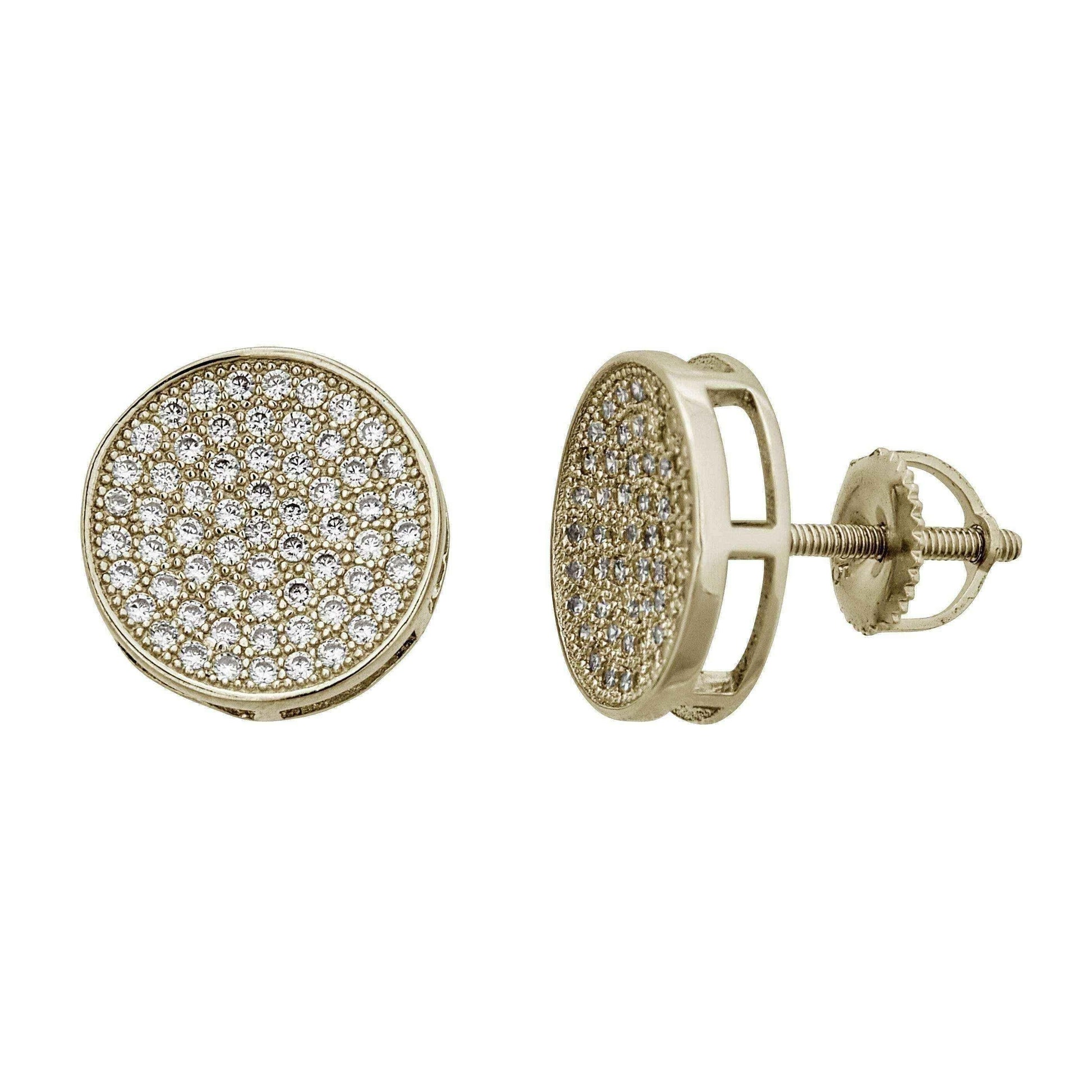 Decadence Sterling Silver Micropave Round Men's Stud Earrings UK
