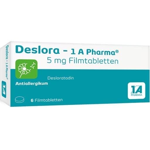 DESLORA-1A Pharma, desloratadine, 5 mg film-coated tablets UK