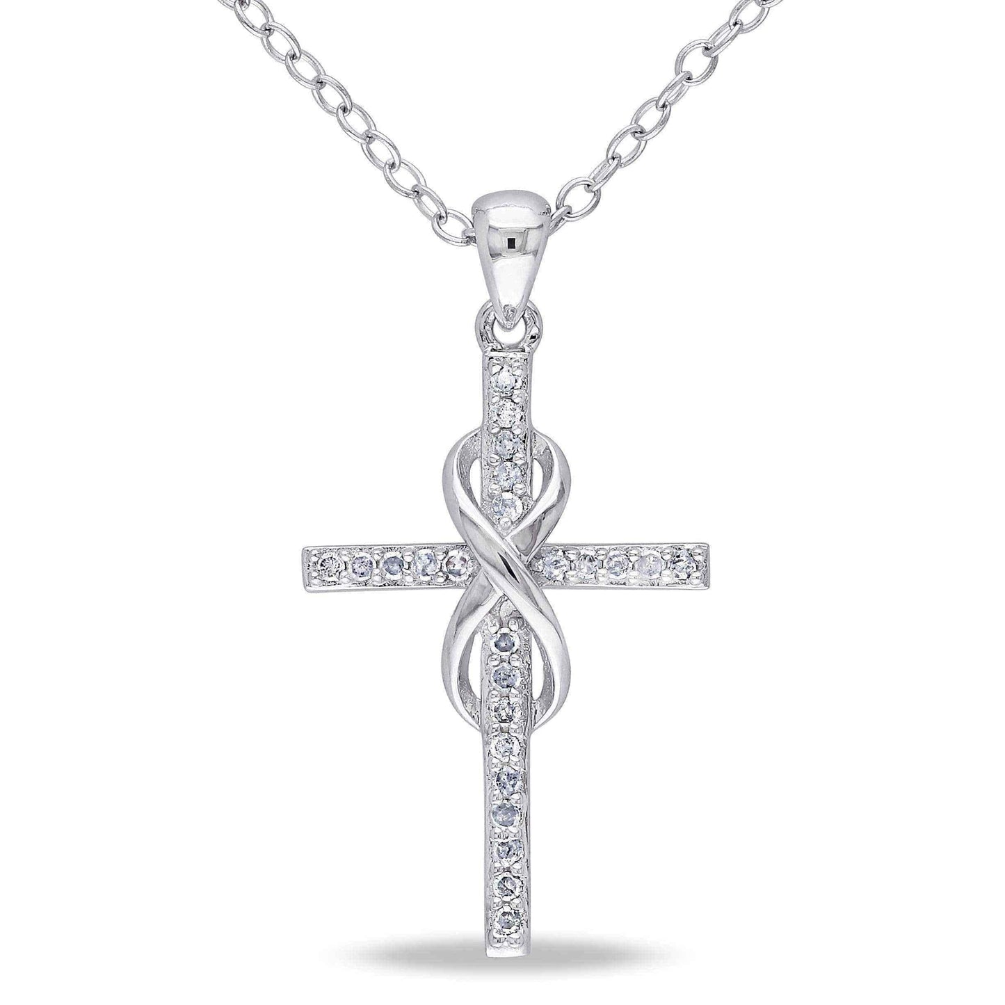 Diamond infinity cross necklace UK