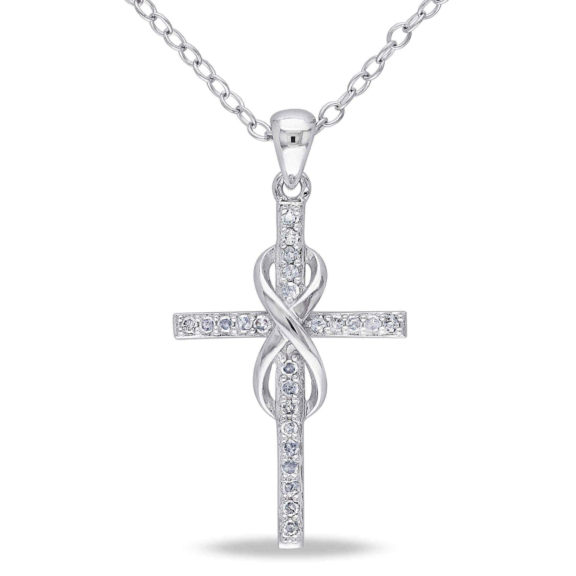 Diamond infinity cross necklace UK