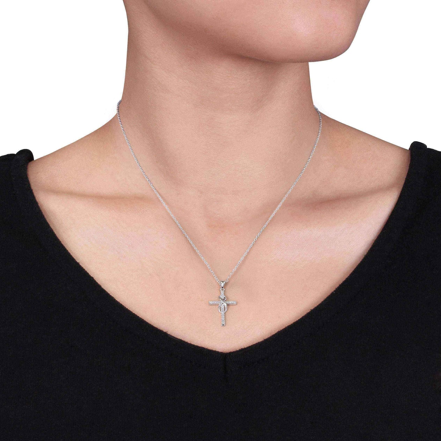 Diamond infinity cross necklace UK