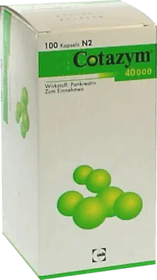 Digestive enzymes in indigestion, COTAZYM 40,000 capsules UK