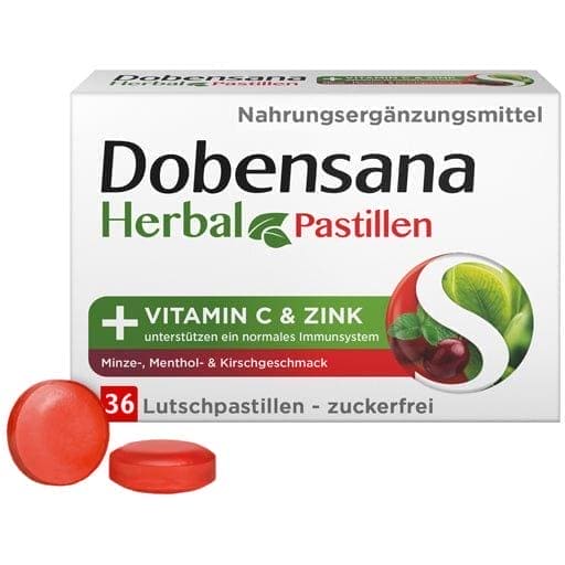 DOBENSANA Herbal Cherry Flavored Vit.C & Zinc Pastiles UK