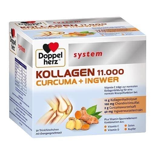 DOPPELHERZ collagen 11,000 turmeric + ginger 30X25 ml Drinking ampoules UK