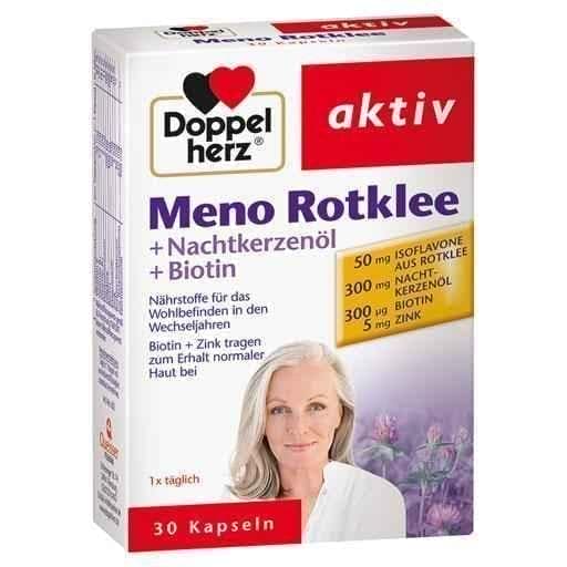DOPPELHERZ Meno red clover + evening primrose oil + biotin caps. 30 pc UK