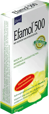 EFAMOL 500, evening primrose oil, vitamin E (alpha tocopheryl acetate) UK
