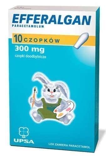 Efferalgan rectal 300mg x 10 pieces, kids fever, paracetamol suppository UK