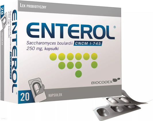 Enterol 250mg x 20 capsules, Saccharomyces boulardii yeast, cncm i-745 buy UK