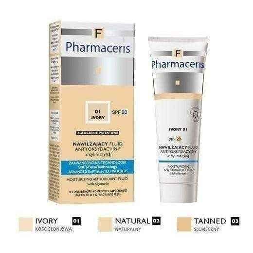 ERIS Pharmaceris F 01 Ivory Moisturizing Fluid SPF20 30ml antioxidant UK