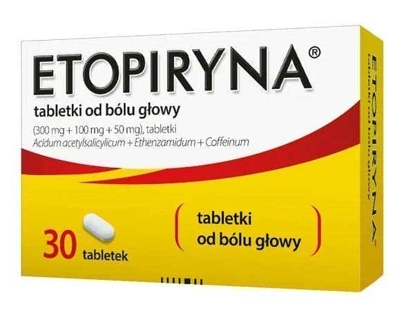 Etopiryna, headache, acetylsalicylic acid, etenzamidu, caffeine UK