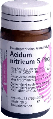 Fever, catarrh and nasal haemorrhage, ACIDUM NITRICUM S Phcp globules UK