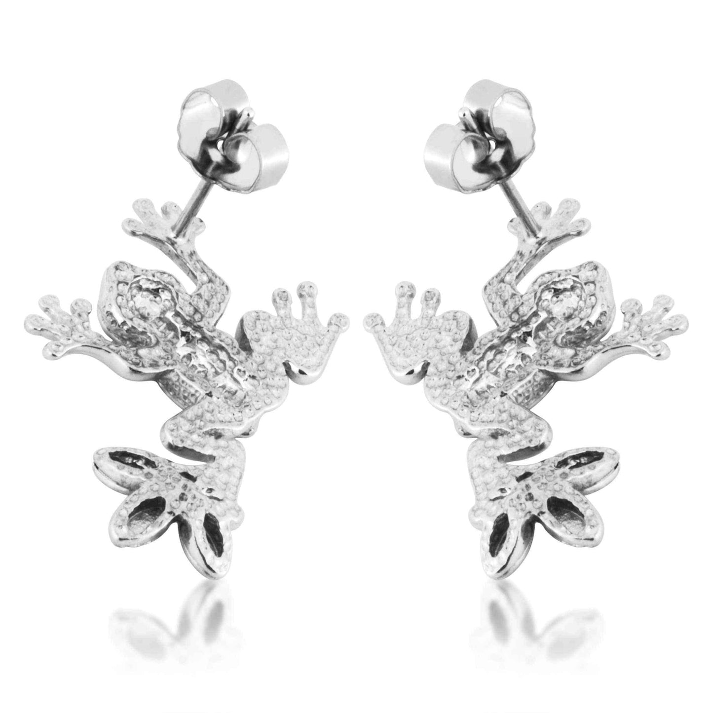 Frog earrings - Gold on Silver Frog Earrings UK