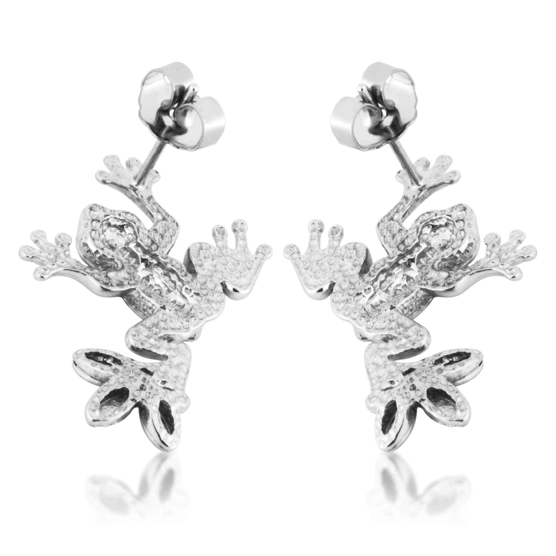 Frog earrings - Gold on Silver Frog Earrings UK