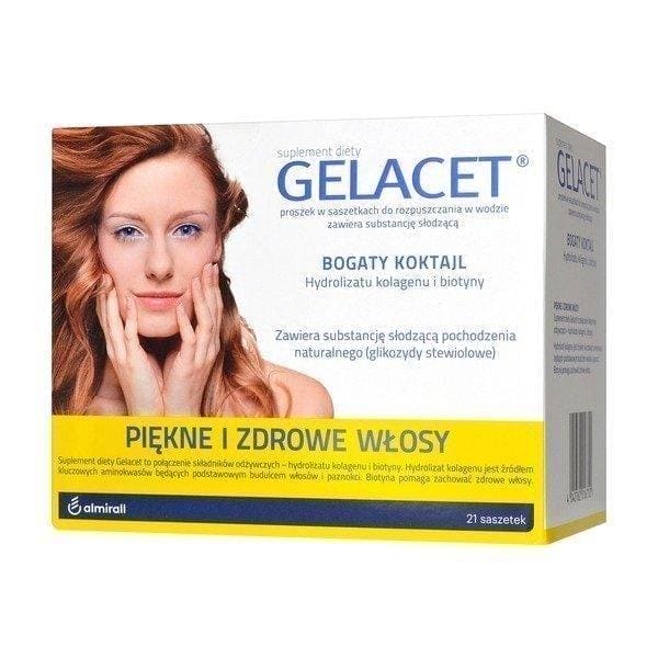 GELACET x 21 sachets, dietary supplement with biotin and gelatine UK