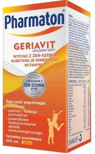 Ginseng, iron, copper, selenium, zinc, Pharmaton Geriavit UK