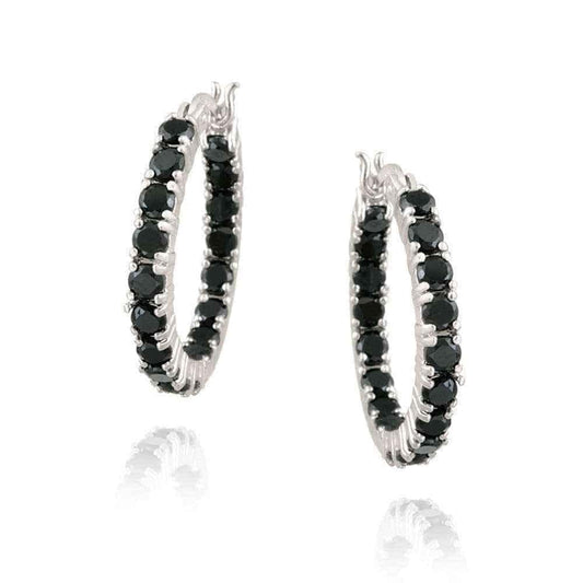 Glitzy Rocks Sterling Silver Black Spinel Hoop Earrings (4.9ct TGW) UK