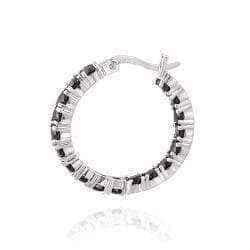 Glitzy Rocks Sterling Silver Black Spinel Hoop Earrings (4.9ct TGW) UK