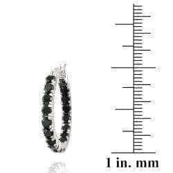 Glitzy Rocks Sterling Silver Black Spinel Hoop Earrings (4.9ct TGW) UK