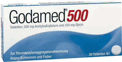 GODAMED 500, Circulatory disorders, prevent heart attack, acetylsalicylic acid, glycine UK