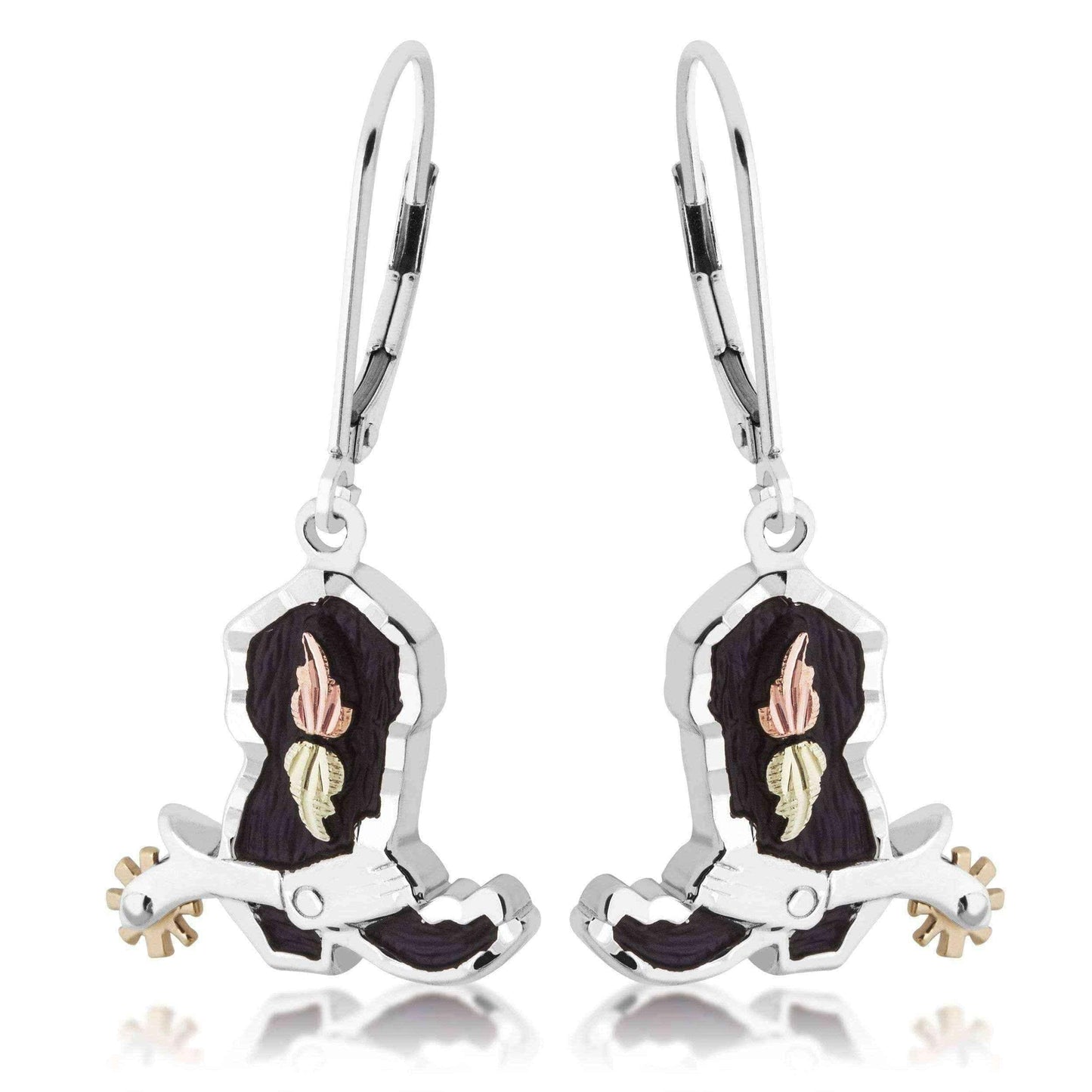 Gold on Silver Cowboy Boot Earring UK