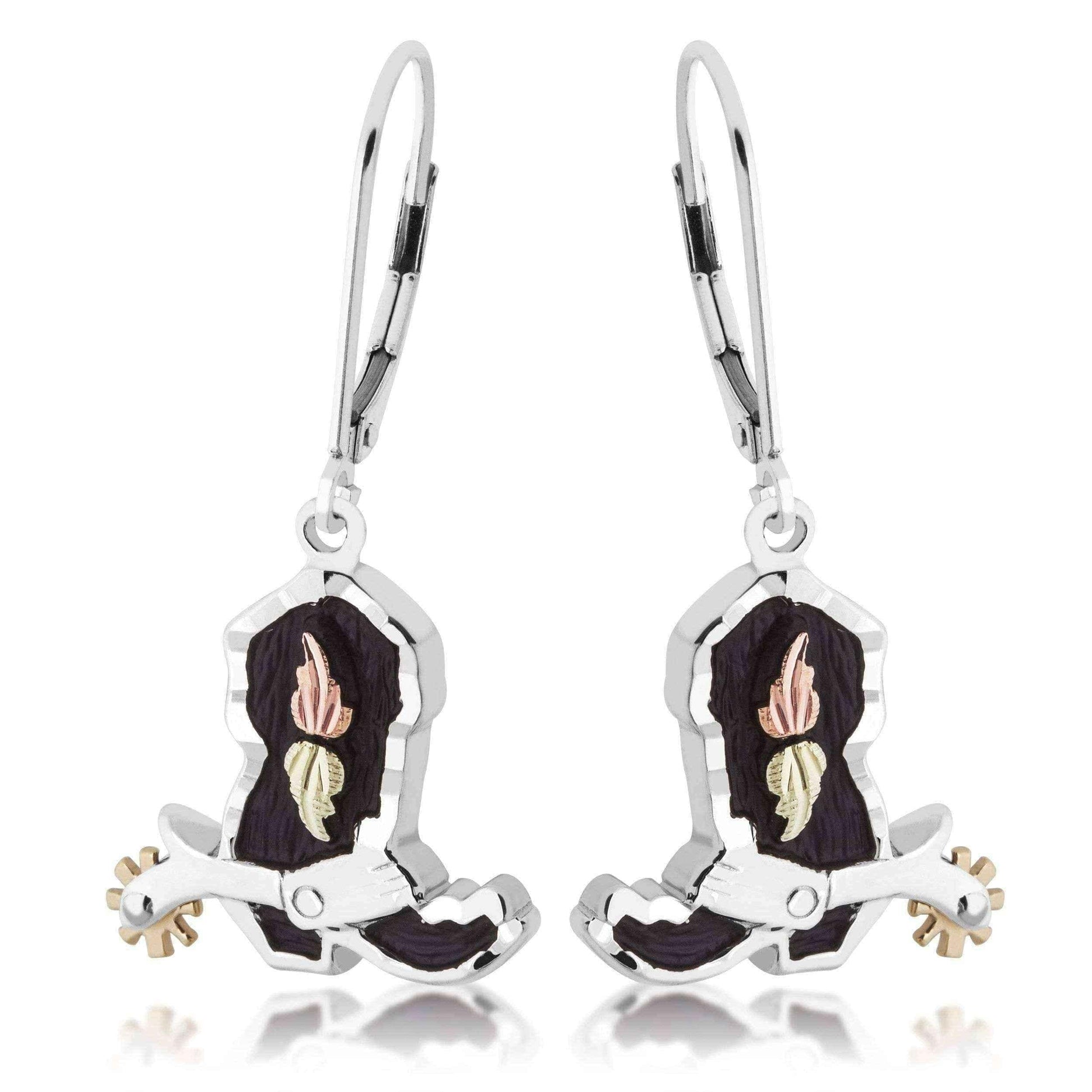 Gold on Silver Cowboy Boot Earring UK