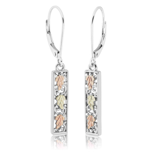 Gold on Silver Rectangular Earrings UK