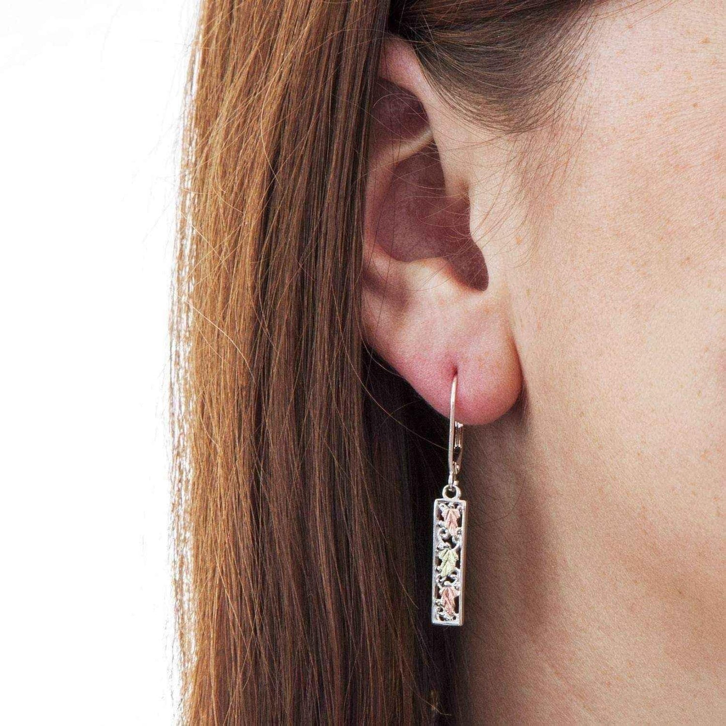 Gold on Silver Rectangular Earrings UK